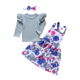Kids Baby Girl Clothes Set Denim Tops T-shirt +Tutu Skirt Headband Outfits Summer