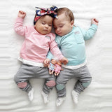 Fashion Autumn Newborn Cotton Infant Baby Boy Girl Unisex T shirt Tops+Pants
