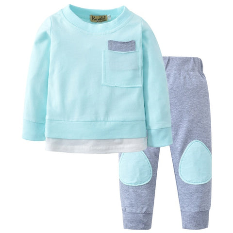 Fashion Autumn Newborn Cotton Infant Baby Boy Girl Unisex T shirt Tops+Pants