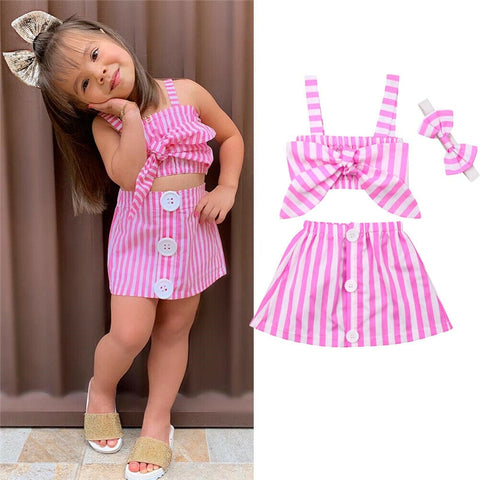 Pretty Summer Stripe Clothes Newborn Kid Baby Girl Outfits