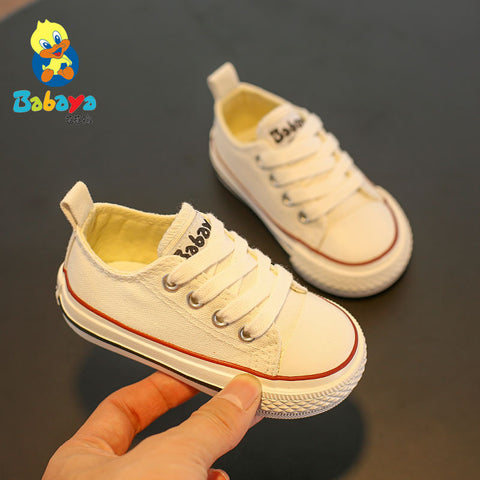 Baby Shoes Children Canvas Shoes 1-3 Year Old Soft Bottom 2019 Spring White Baby Boys Casual Shoes